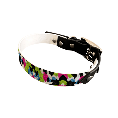 L'atelier du Fourmilier collier bicolore 25 272 Collier bicolore large pour chien en BioThane® imprimé – Collection fourrures et pelages – 25 mm