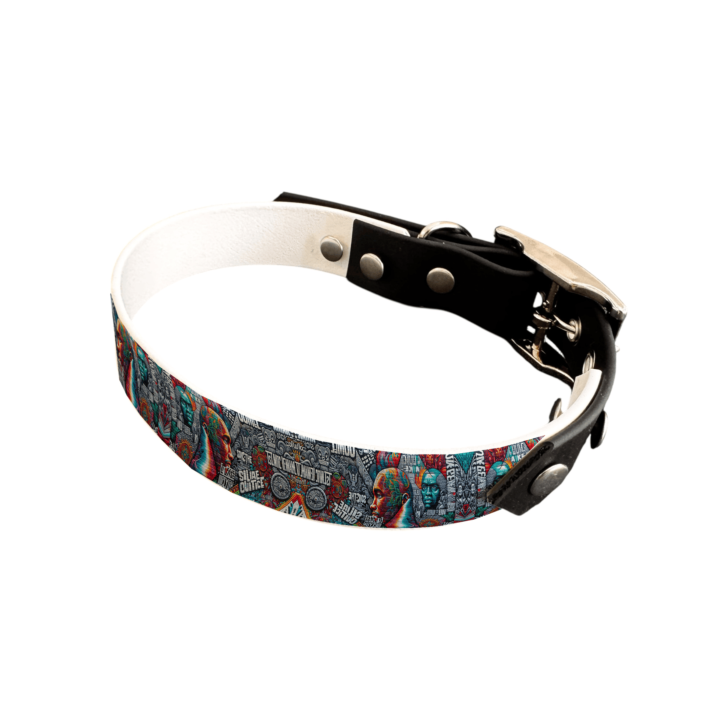 L'atelier du Fourmilier collier bicolore 25 34 Collier bicolore large pour chien en BioThane® imprimé – Collection pop art– 25 mm