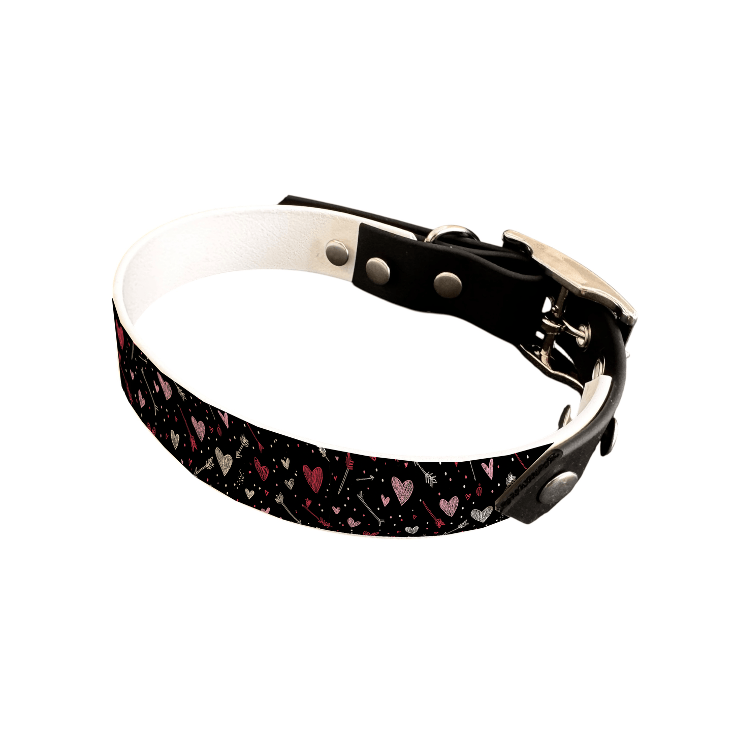 L'atelier du Fourmilier collier bicolore 25 344 Collier bicolore large pour chien en BioThane® imprimé – Collection Saint valentin– 25 mm