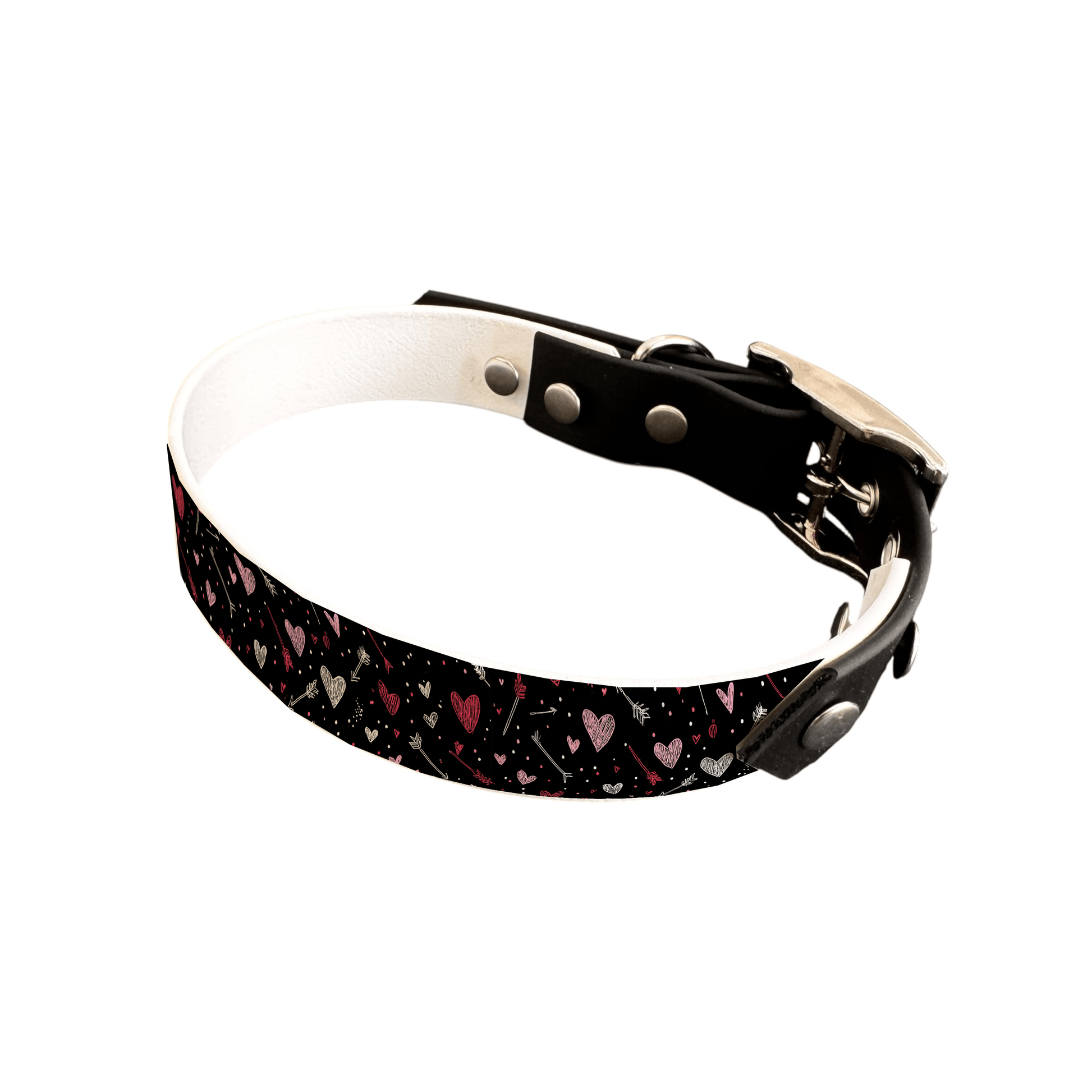L'atelier du Fourmilier collier bicolore 25 344 Collier bicolore large pour chien en BioThane® imprimé – Collection Saint valentin– 25 mm