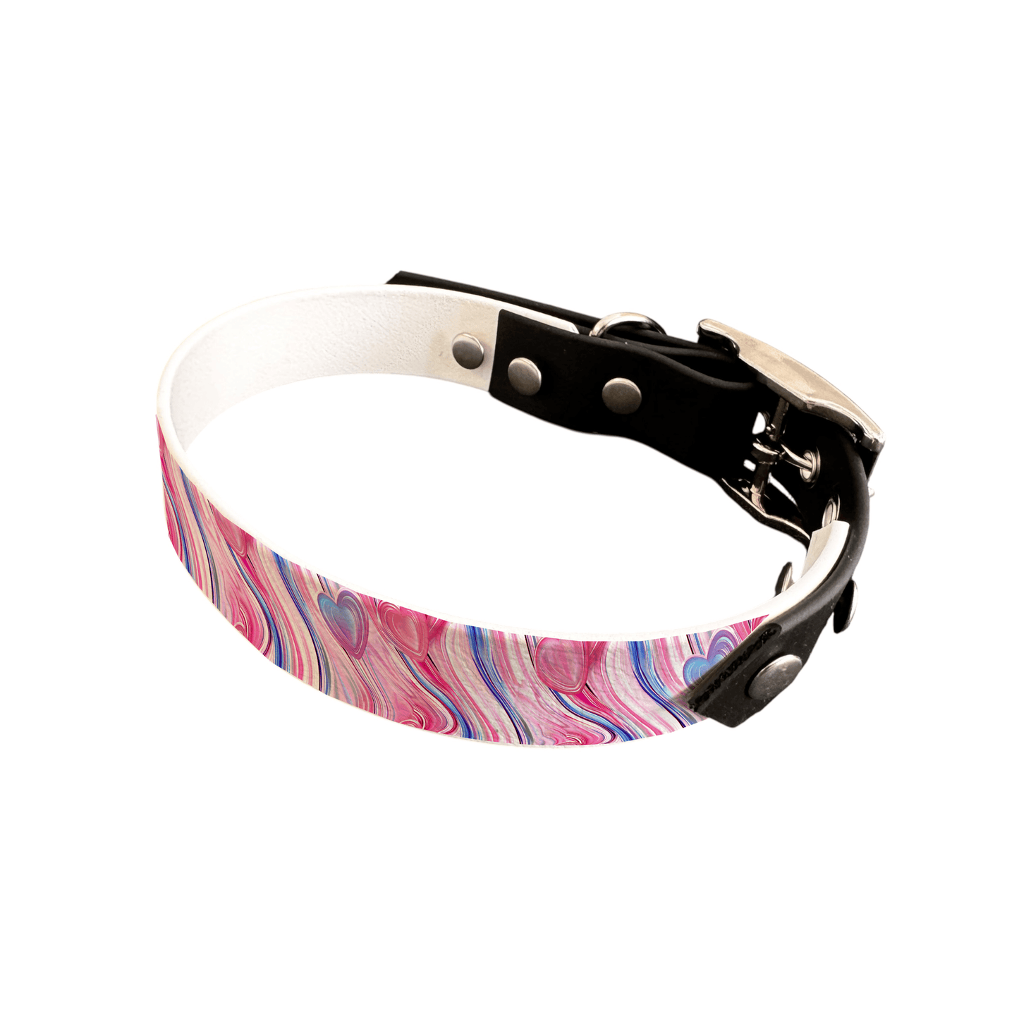 L'atelier du Fourmilier collier bicolore 25 345 Collier bicolore large pour chien en BioThane® imprimé – Collection Saint valentin– 25 mm