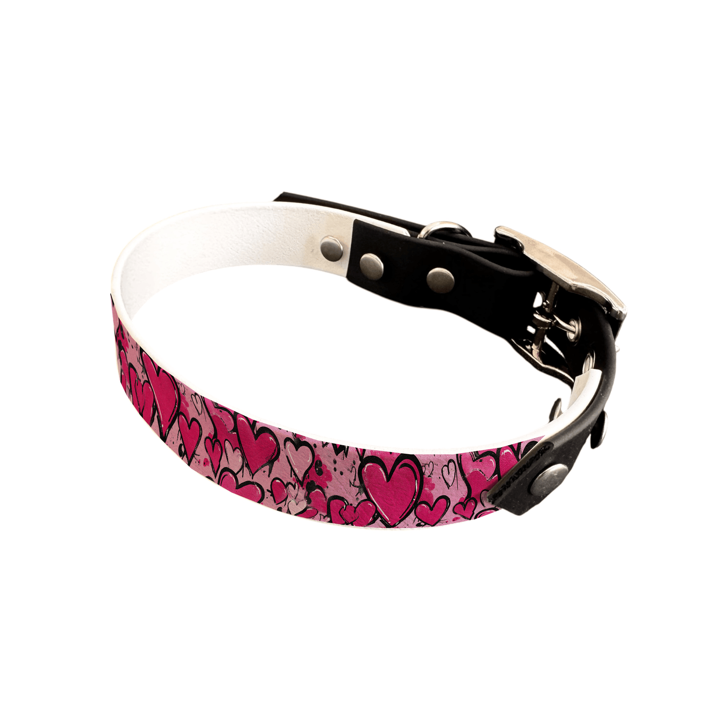 L'atelier du Fourmilier collier bicolore 25 355 Collier bicolore large pour chien en BioThane® imprimé – Collection Saint valentin– 25 mm