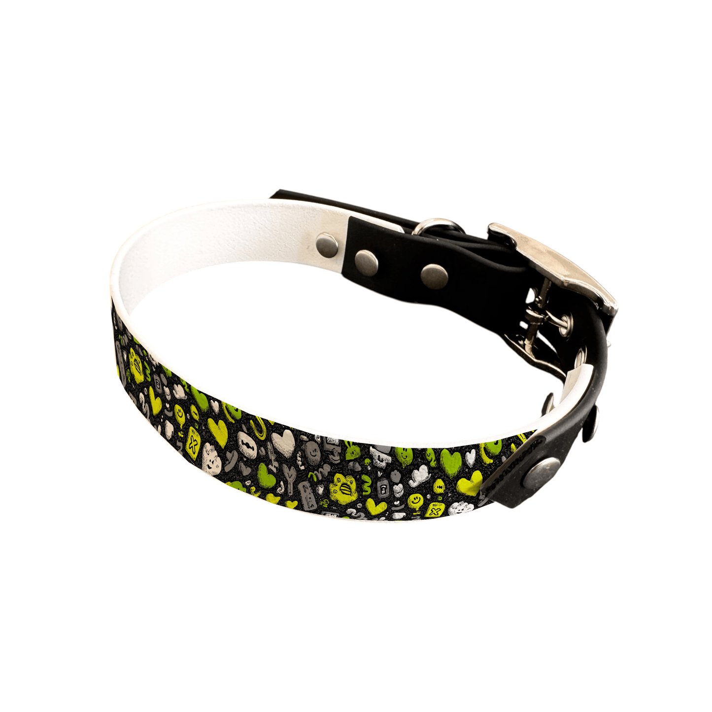 L'atelier du Fourmilier collier bicolore 25 357 Collier bicolore large pour chien en BioThane® imprimé – Collection Saint valentin– 25 mm