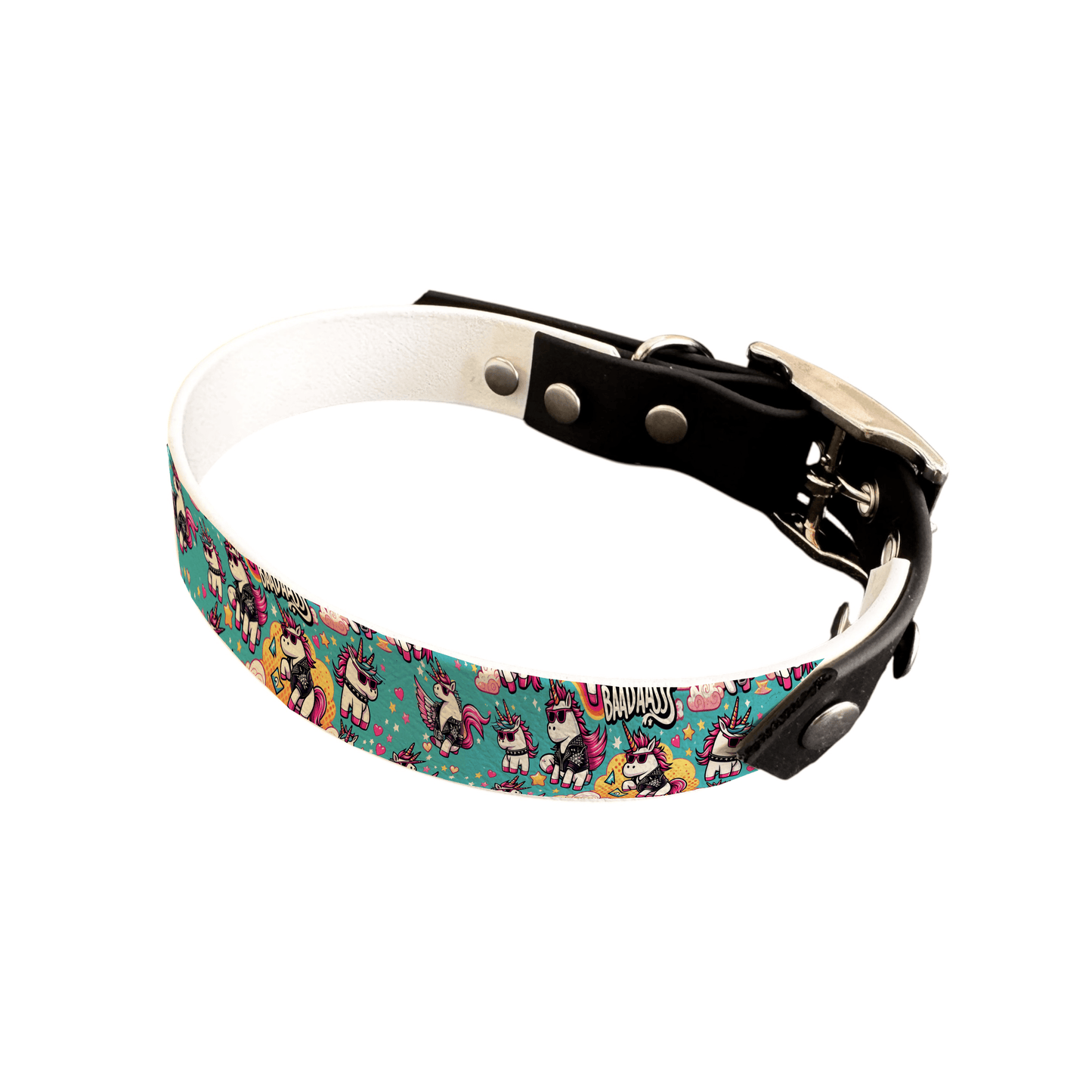 L'atelier du Fourmilier collier bicolore 25 36 Collier bicolore pour chien en BioThane® imprimé – Collection monstres et créatures imaginaires– 25 mm