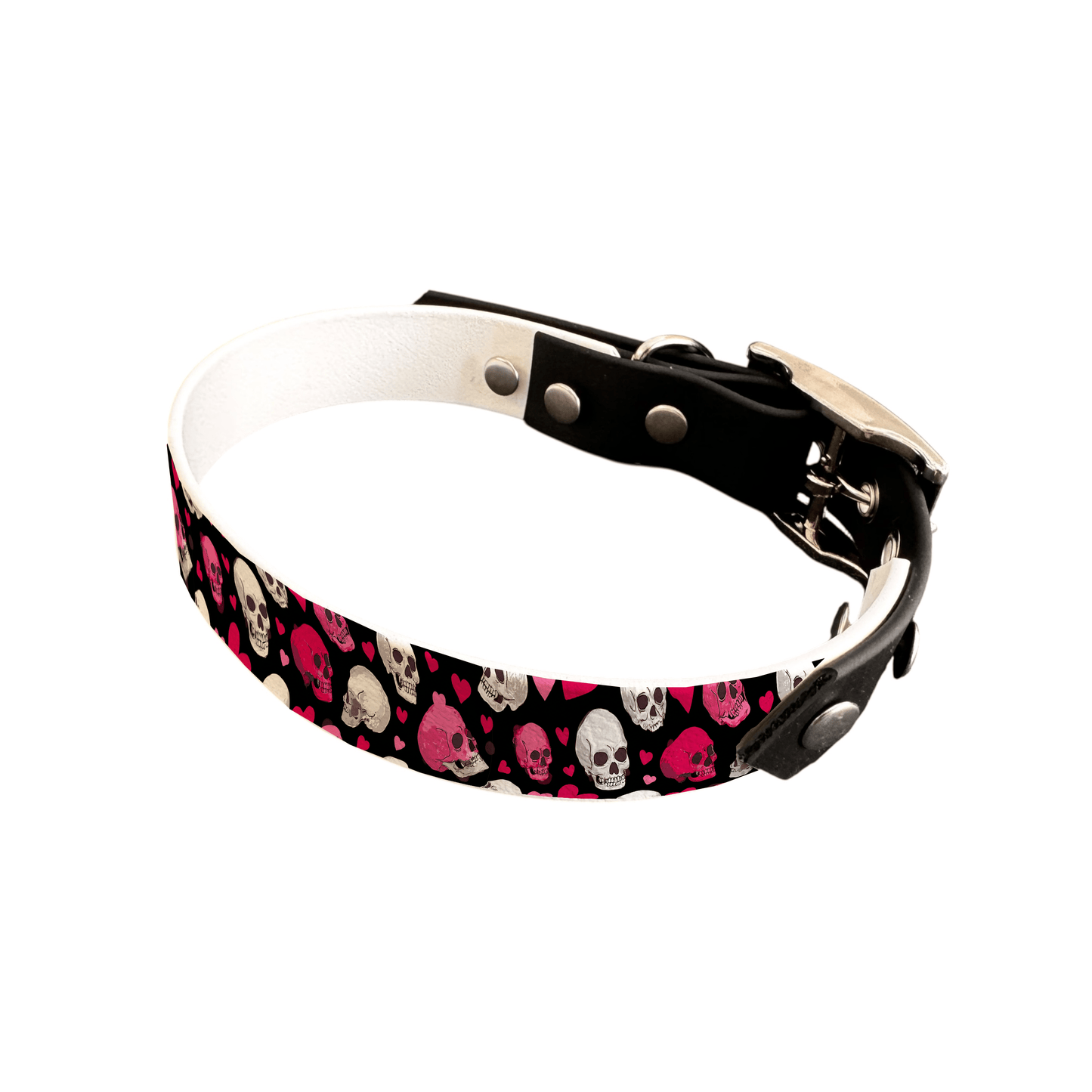 L'atelier du Fourmilier collier bicolore 25 365 Collier bicolore large pour chien en BioThane® imprimé – Collection Saint valentin– 25 mm