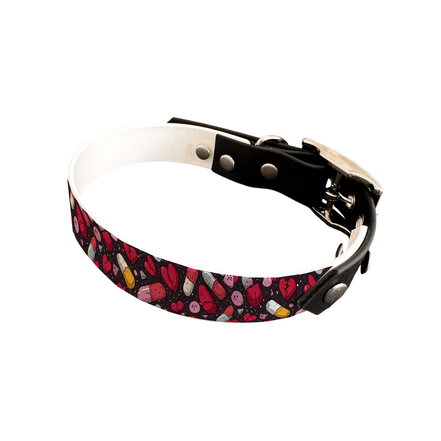 L'atelier du Fourmilier collier bicolore 25 366 Collier bicolore large pour chien en BioThane® imprimé – Collection Saint valentin– 25 mm