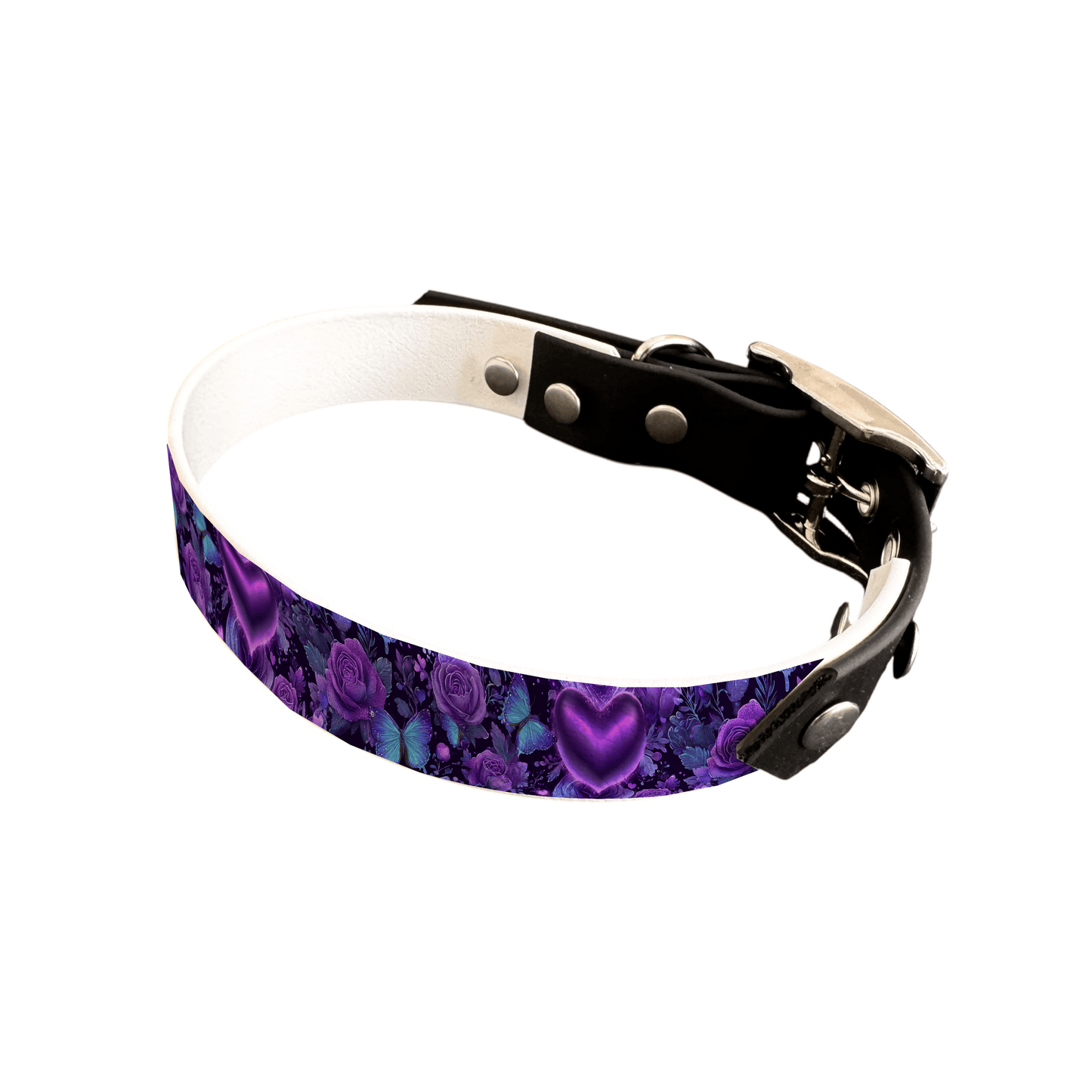 L'atelier du Fourmilier collier bicolore 25 367 Collier bicolore large pour chien en BioThane® imprimé – Collection Saint valentin– 25 mm