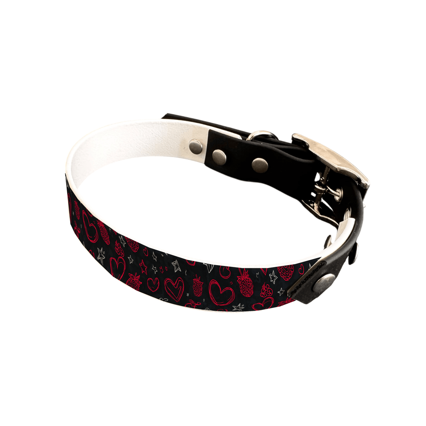 L'atelier du Fourmilier collier bicolore 25 370 Collier bicolore large pour chien en BioThane® imprimé – Collection Saint valentin– 25 mm
