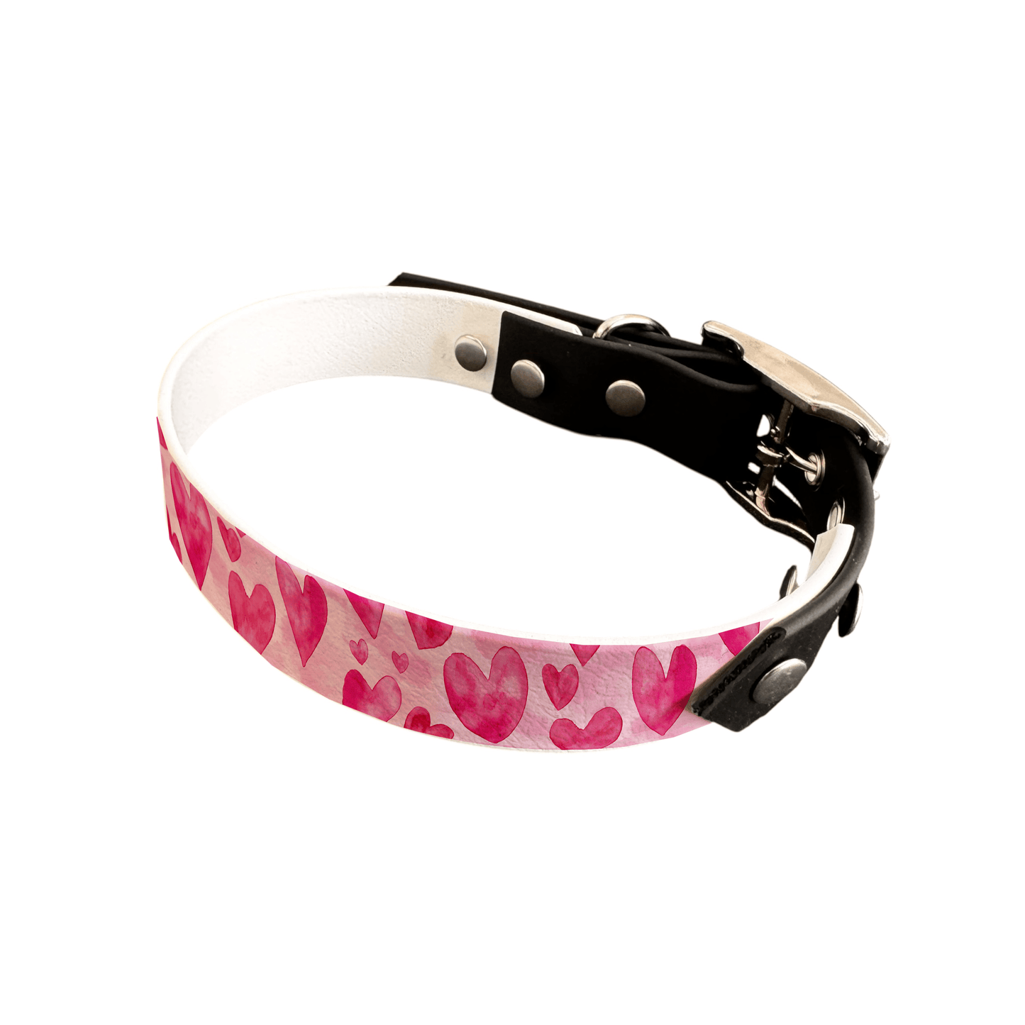 L'atelier du Fourmilier collier bicolore 25 371 Collier bicolore large pour chien en BioThane® imprimé – Collection Saint valentin– 25 mm