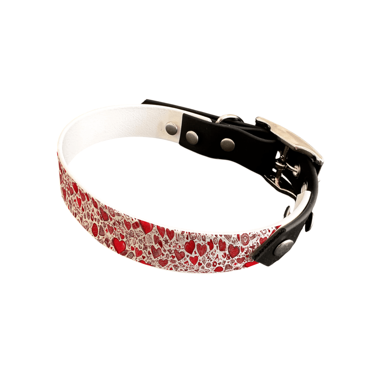 L'atelier du Fourmilier collier bicolore 25 373 Collier bicolore large pour chien en BioThane® imprimé – Collection Saint valentin– 25 mm