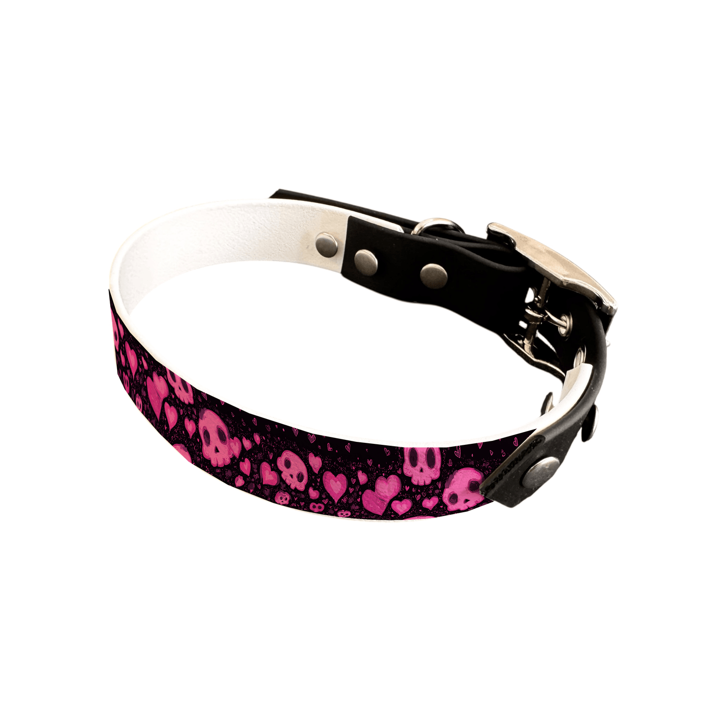 L'atelier du Fourmilier collier bicolore 25 374 Collier bicolore large pour chien en BioThane® imprimé – Collection Saint valentin– 25 mm
