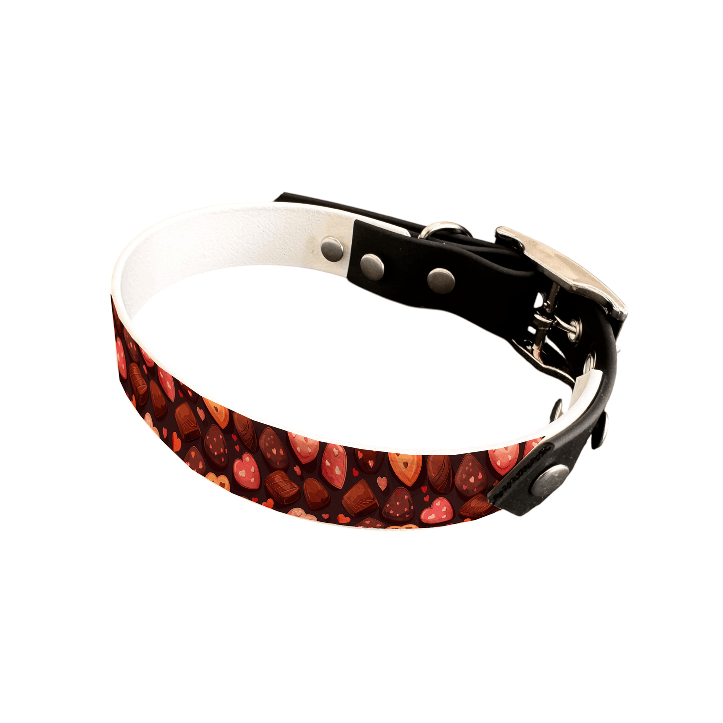 L'atelier du Fourmilier collier bicolore 25 375 Collier bicolore large pour chien en BioThane® imprimé – Collection Saint valentin– 25 mm