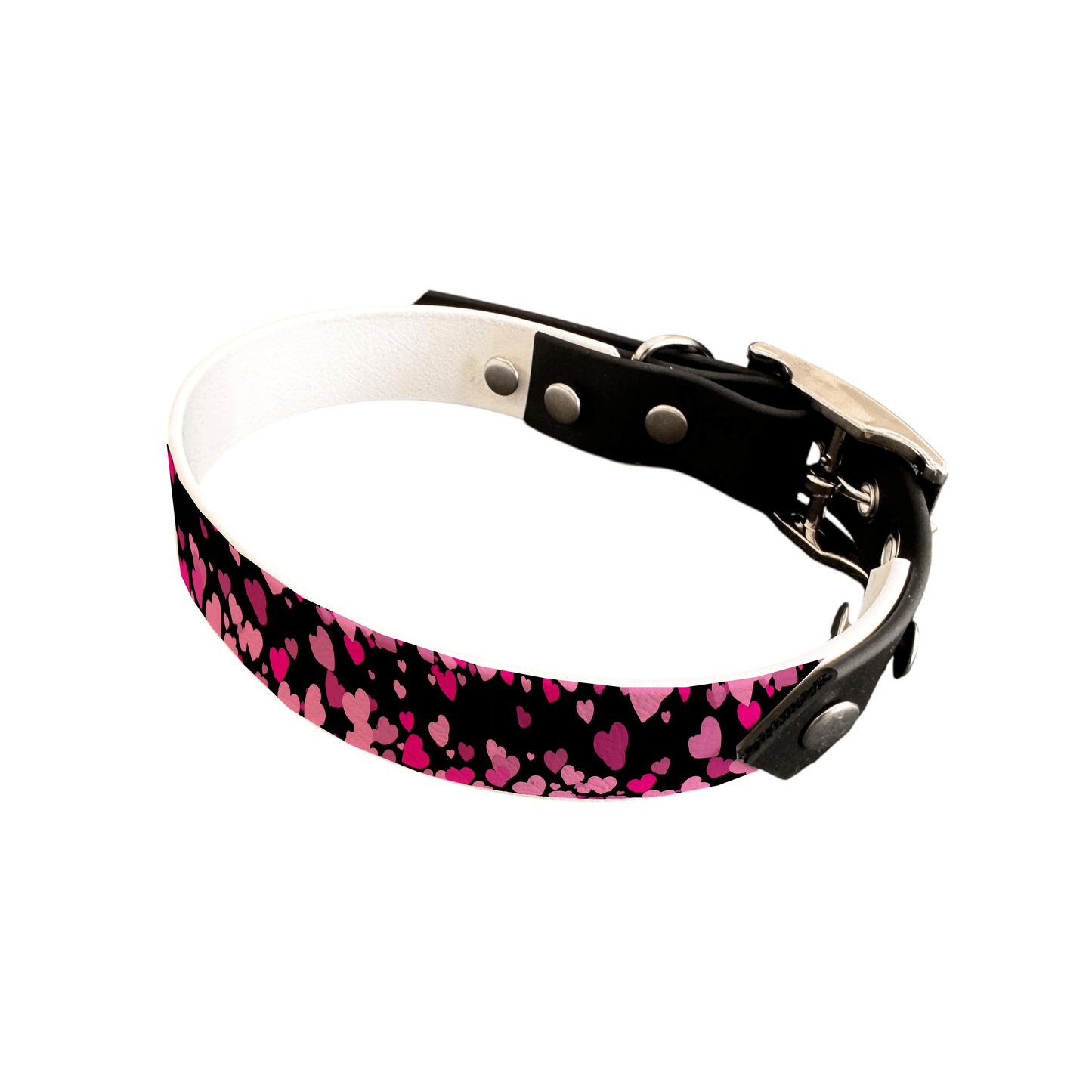 L'atelier du Fourmilier collier bicolore 25 380 Collier bicolore large pour chien en BioThane® imprimé – Collection Saint valentin– 25 mm