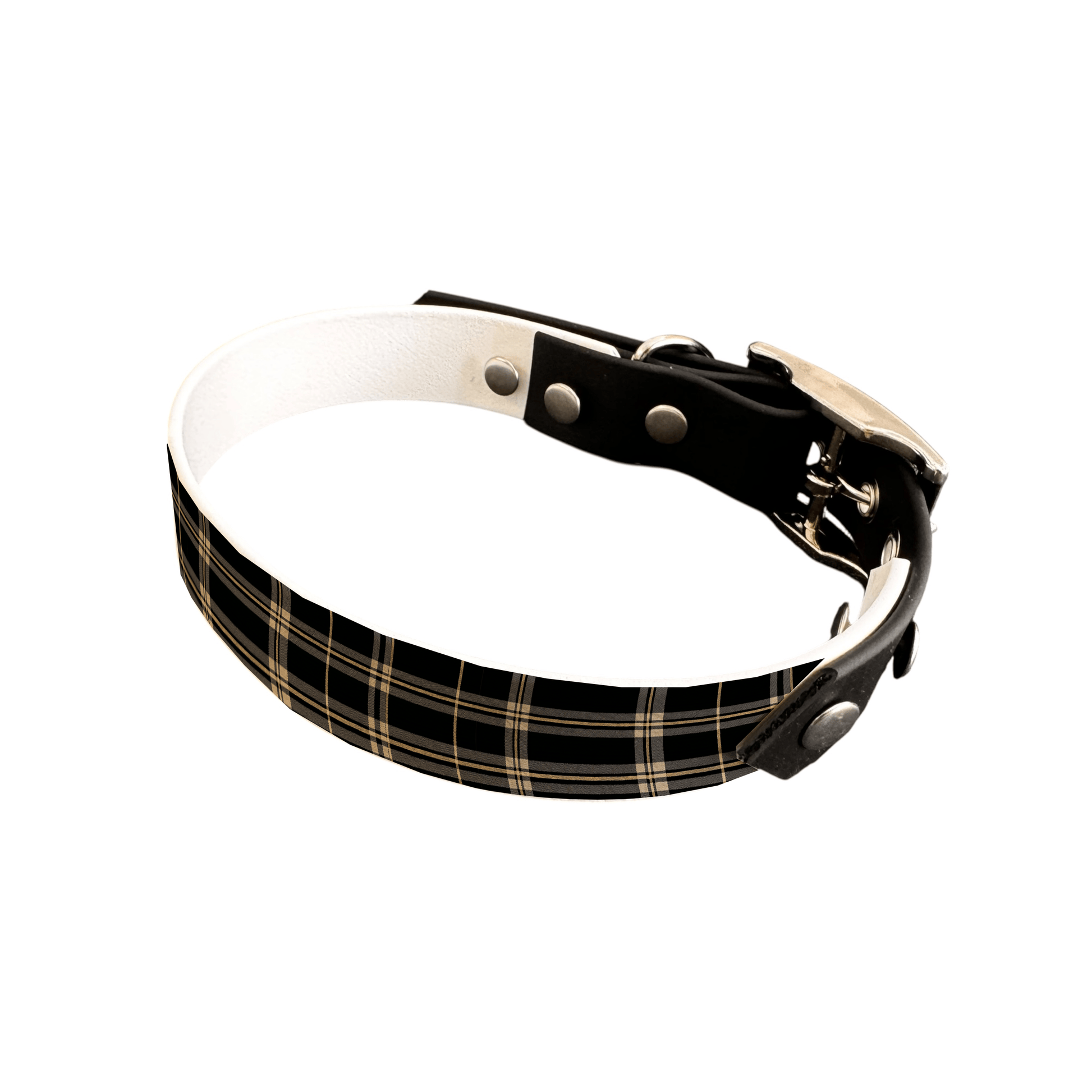 L'atelier du Fourmilier collier bicolore 25 381 Collier bicolore large pour chien en BioThane® imprimé – Collection Tartan – 25 mm