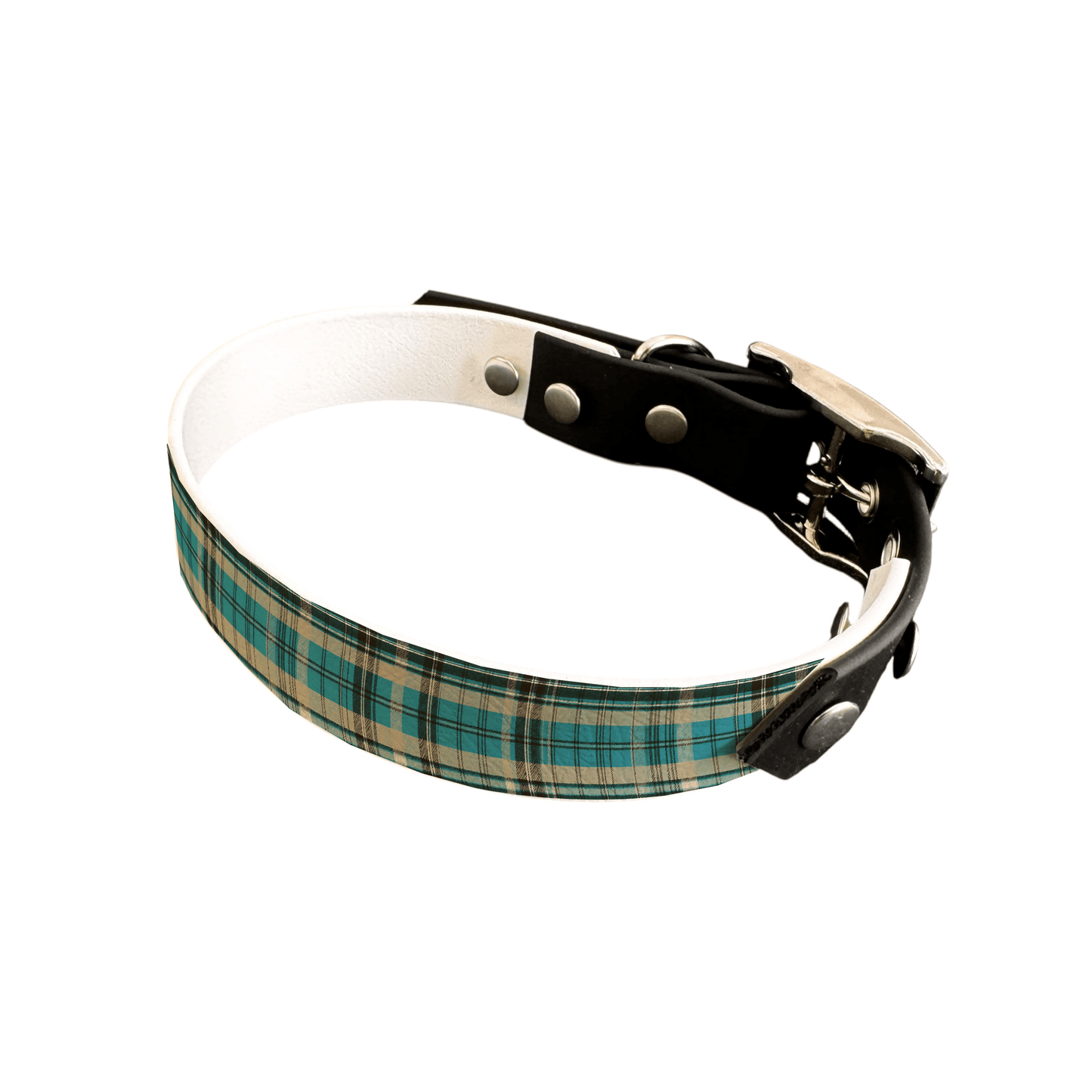 L'atelier du Fourmilier collier bicolore 25 382 Collier bicolore large pour chien en BioThane® imprimé – Collection Tartan – 25 mm