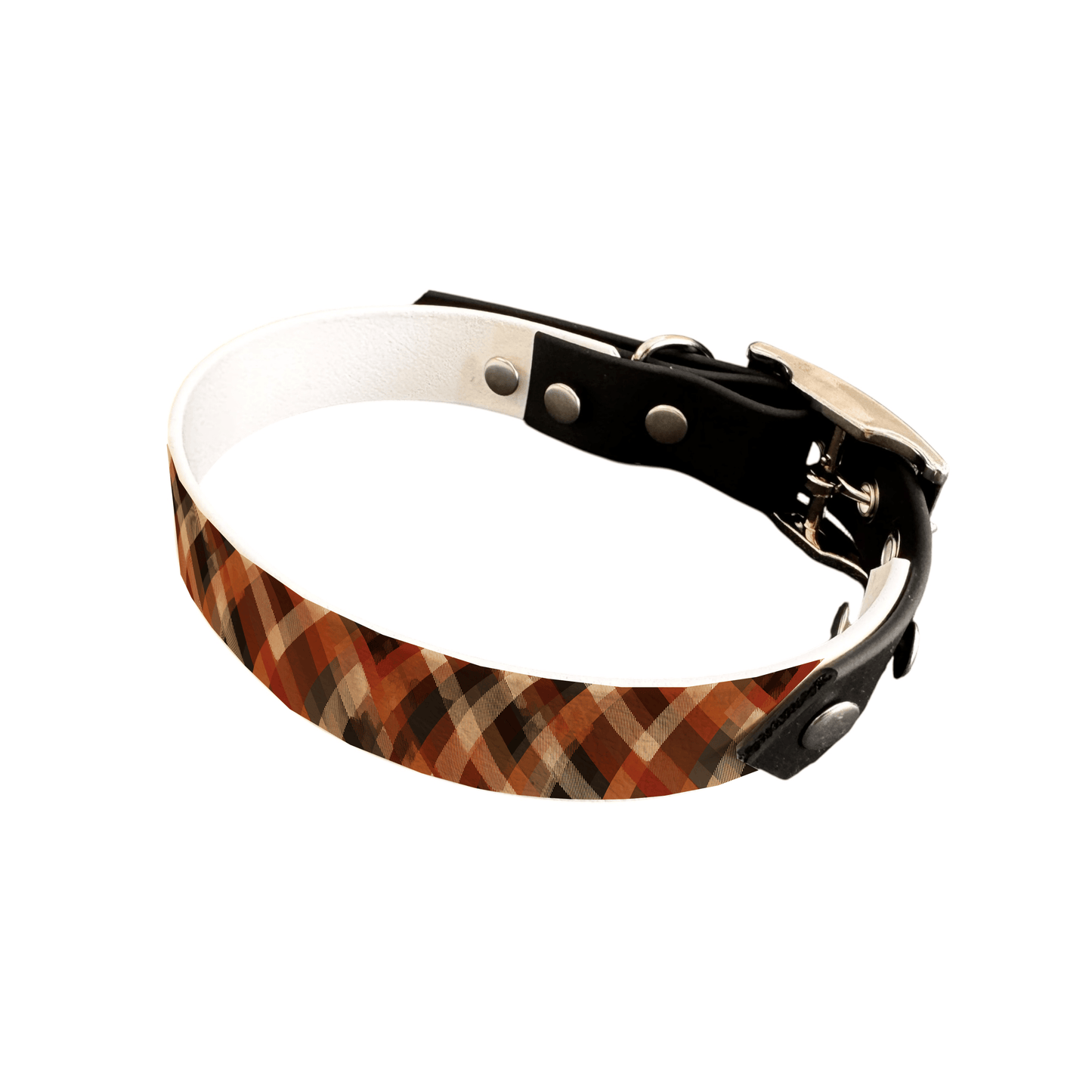 L'atelier du Fourmilier collier bicolore 25 383 Collier bicolore large pour chien en BioThane® imprimé – Collection Tartan – 25 mm