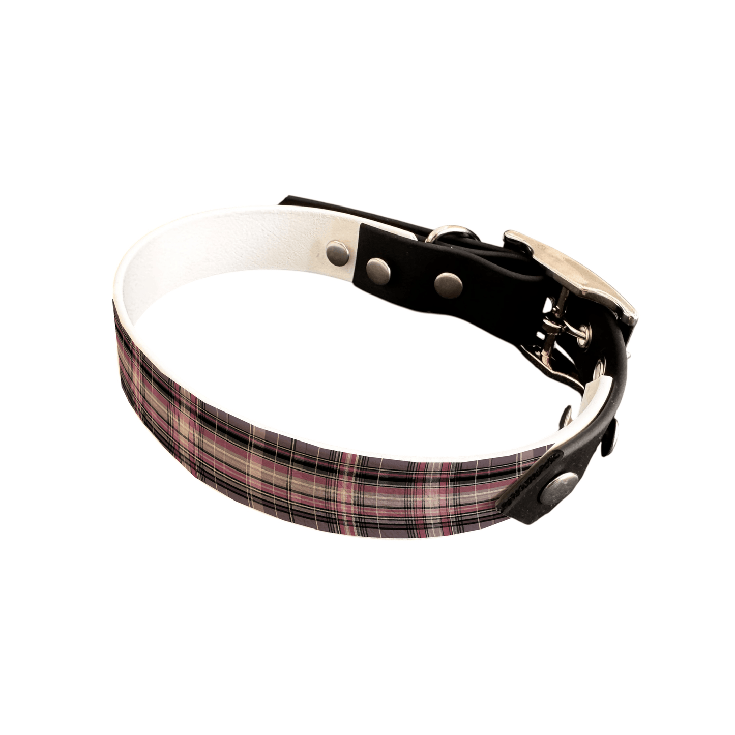L'atelier du Fourmilier collier bicolore 25 384 Collier bicolore large pour chien en BioThane® imprimé – Collection Tartan – 25 mm