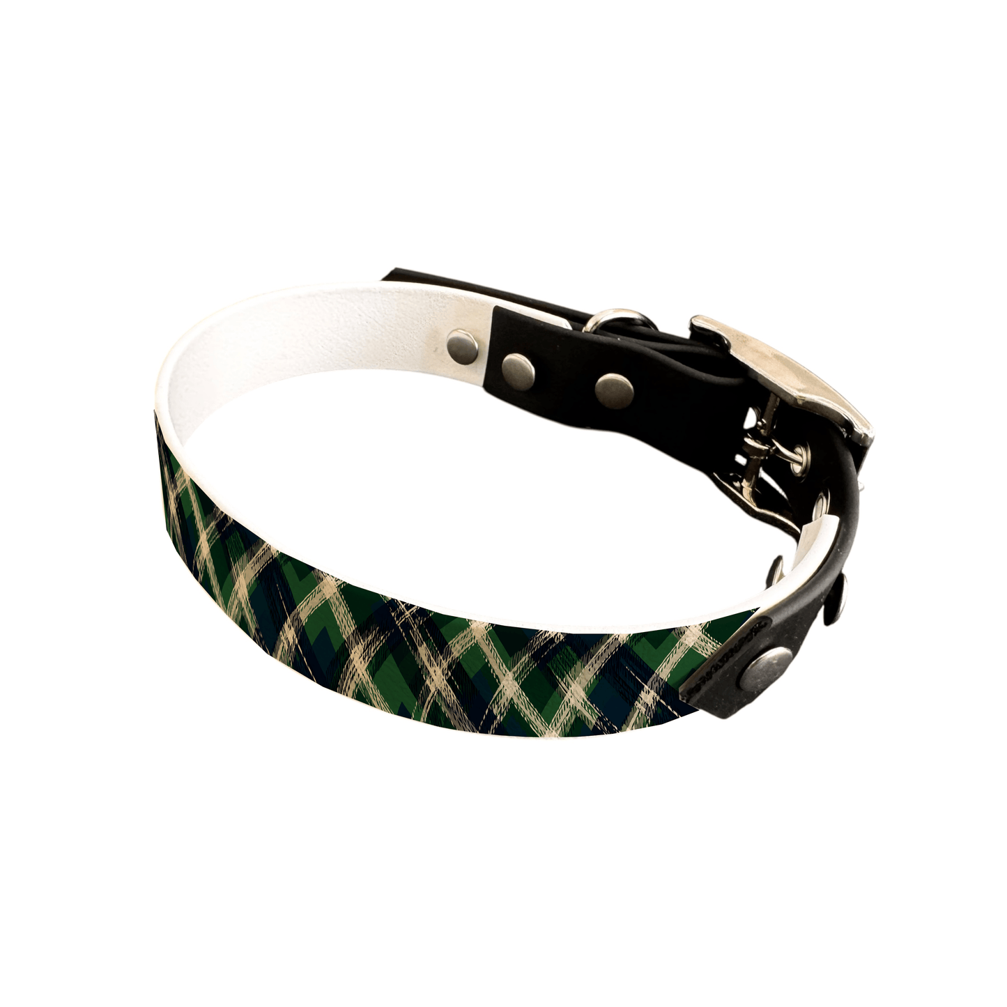 L'atelier du Fourmilier collier bicolore 25 386 Collier bicolore large pour chien en BioThane® imprimé – Collection Tartan – 25 mm