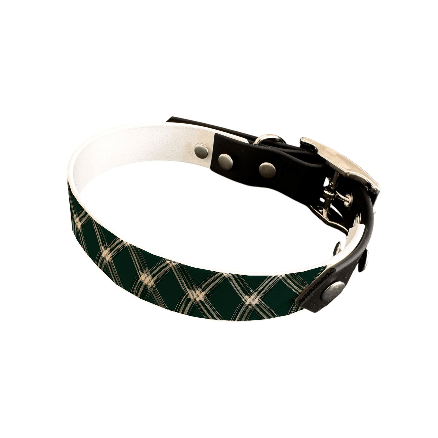 L'atelier du Fourmilier collier bicolore 25 391 Collier bicolore large pour chien en BioThane® imprimé – Collection Tartan – 25 mm
