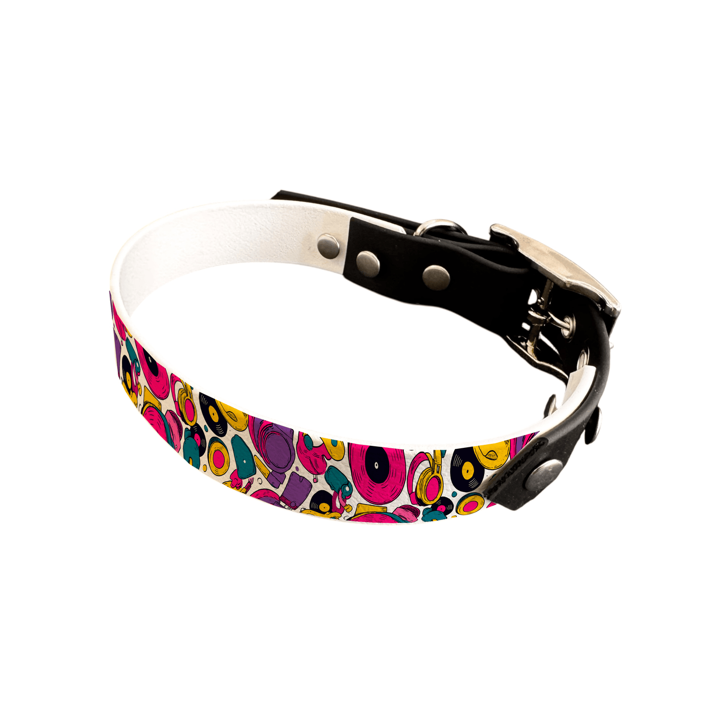 L'atelier du Fourmilier collier bicolore 25 405 Collier bicolore large pour chien en BioThane® imprimé – Collection pop art– 25 mm
