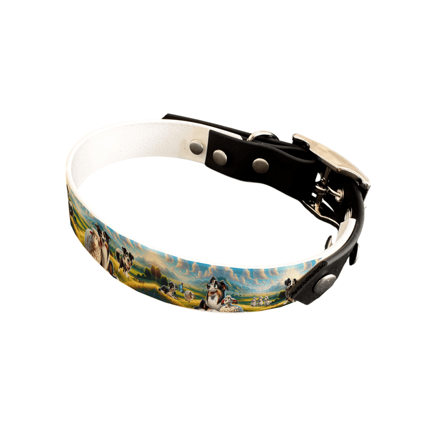 L'atelier du Fourmilier collier bicolore 25 44 Collier bicolore large pour chien en BioThane® imprimé – Collection chiens– 25 mm