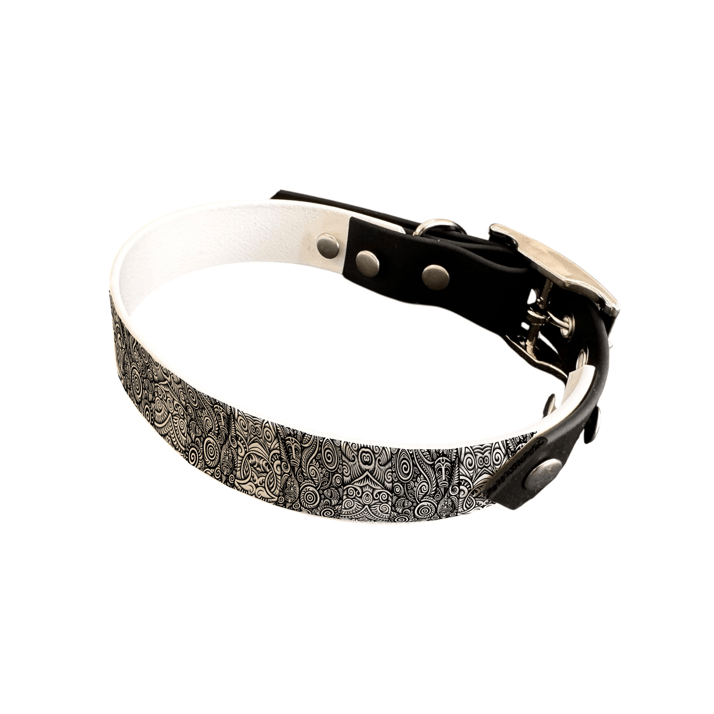 L'atelier du Fourmilier collier bicolore 25 47 Collier bicolore large pour chien en BioThane® imprimé – Collection Tribal – 25 mm