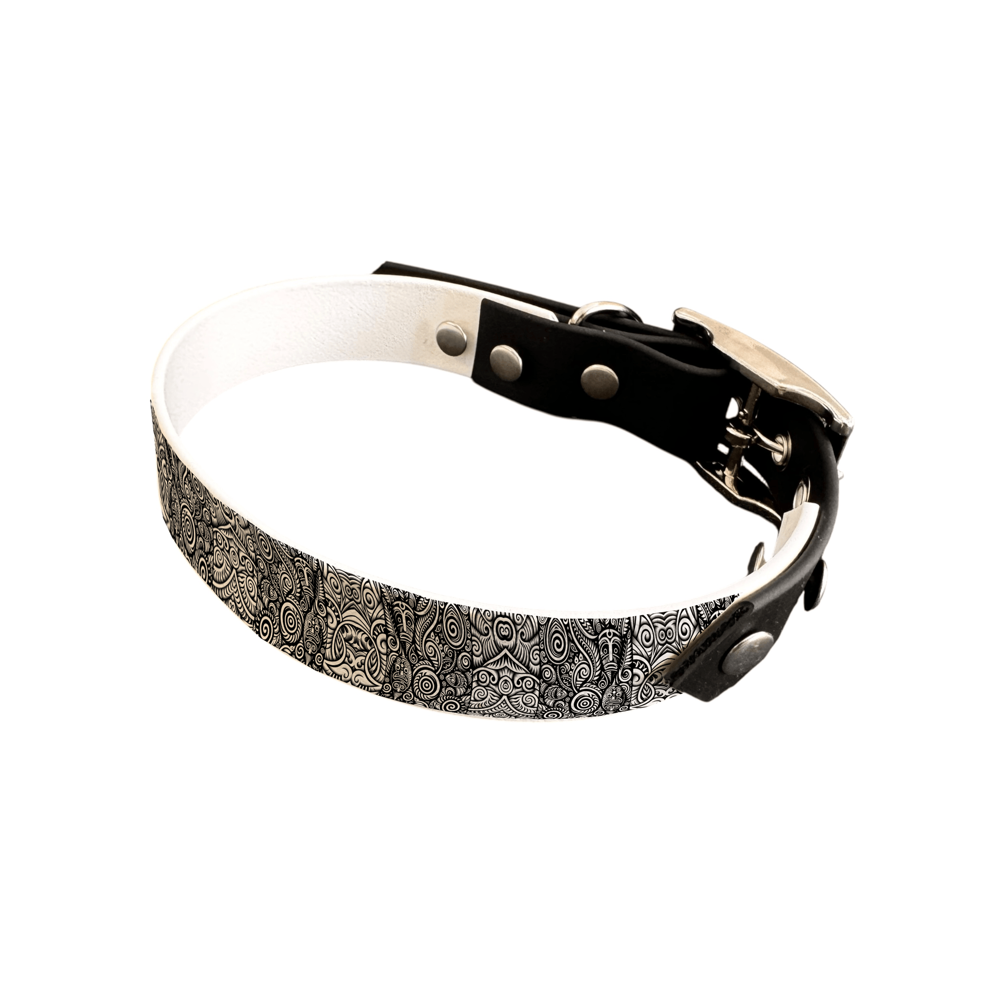 L'atelier du Fourmilier collier bicolore 25 47 Collier bicolore large pour chien en BioThane® imprimé – Collection Tribal – 25 mm