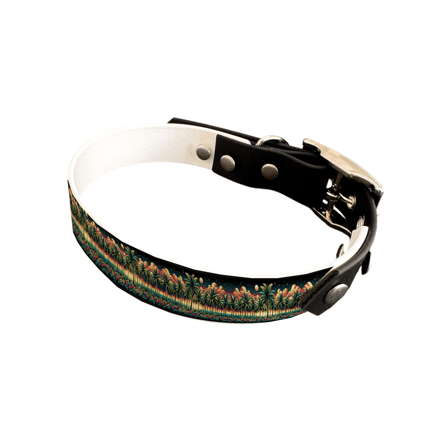 L'atelier du Fourmilier collier bicolore 25 52 Collier bicolore large pour chien en BioThane® imprimé – Collection paysage– 25 mm
