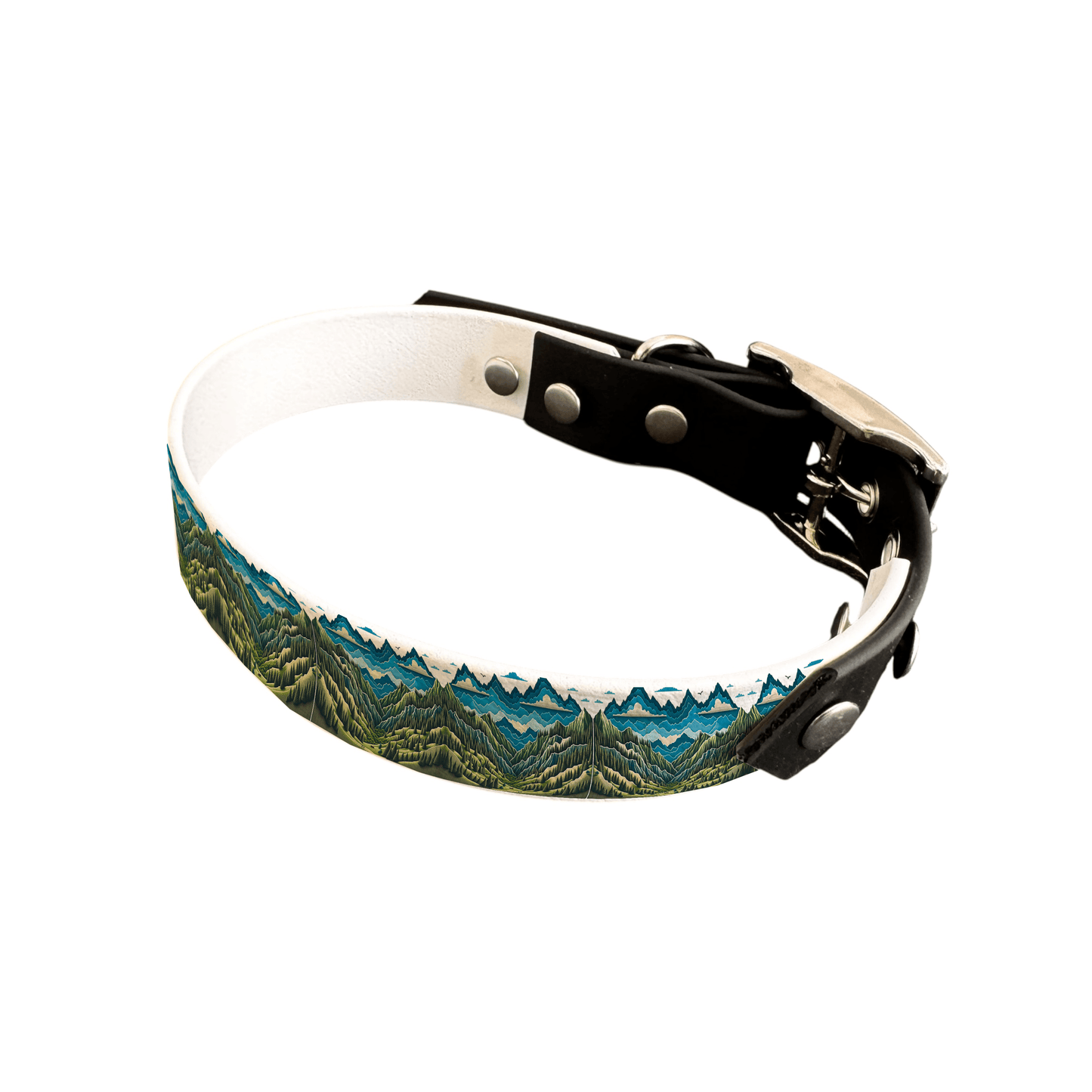 L'atelier du Fourmilier collier bicolore 25 53 Collier bicolore large pour chien en BioThane® imprimé – Collection paysage– 25 mm