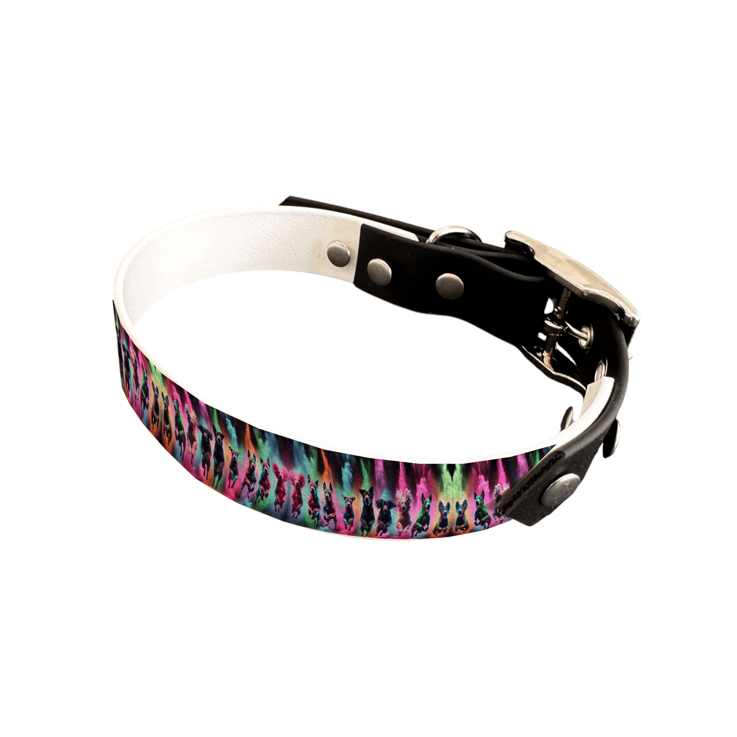 L'atelier du Fourmilier collier bicolore 25 62 Collier bicolore large pour chien en BioThane® imprimé – Collection chiens– 25 mm