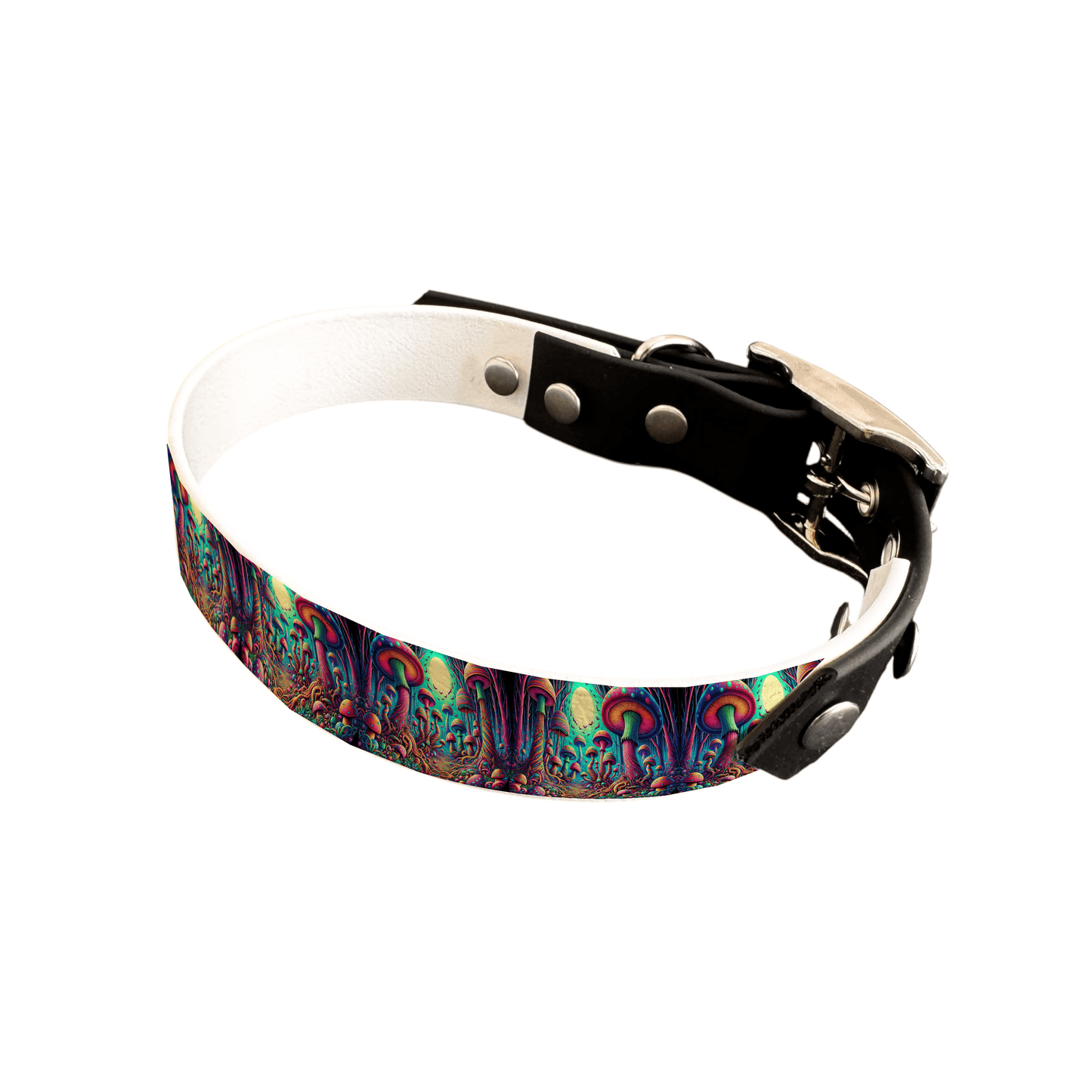 L'atelier du Fourmilier collier bicolore 25 72 Collier bicolore large pour chien en BioThane® imprimé – Collection forêt enchantée – 25 mm