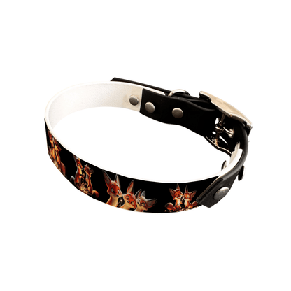 L'atelier du Fourmilier collier bicolore 25 74 Collier bicolore large pour chien en BioThane® imprimé – Collection animaux pop/kawaii – 25 mm