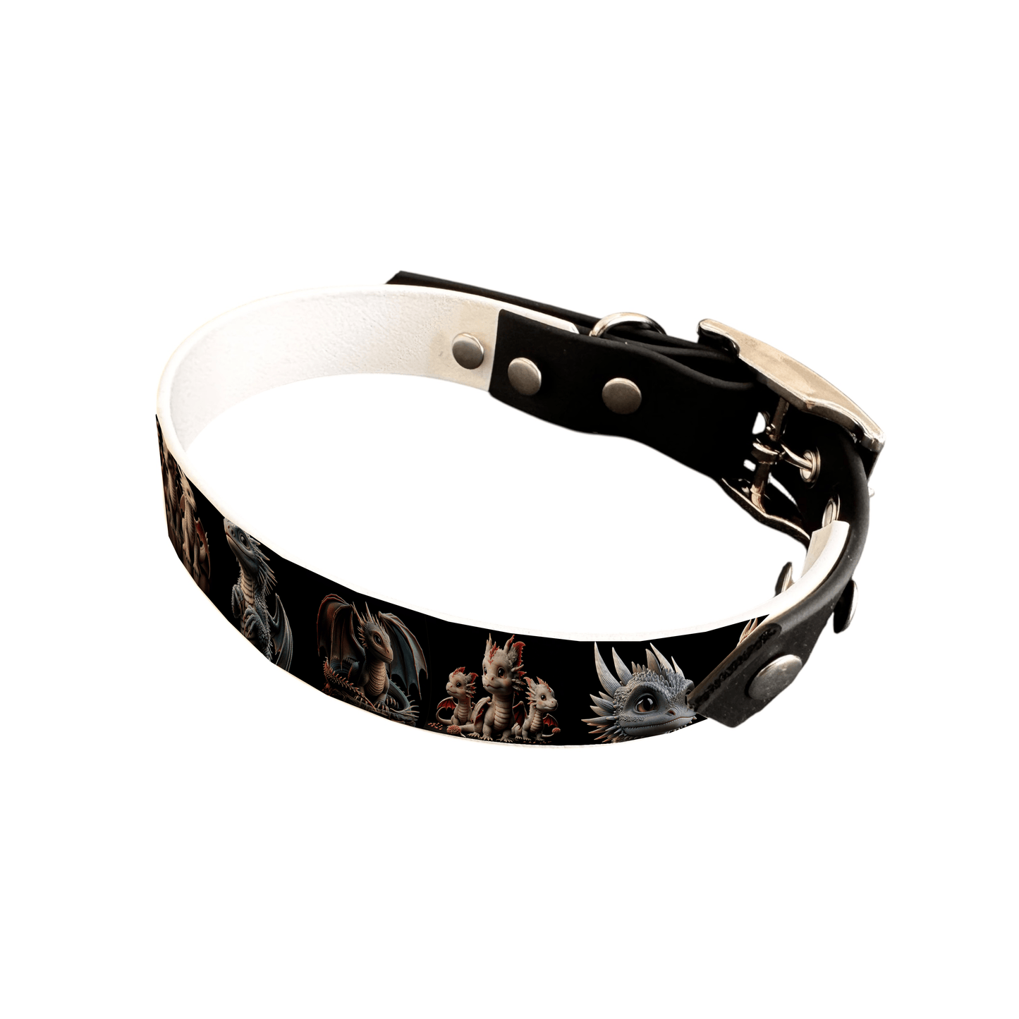 L'atelier du Fourmilier collier bicolore 25 78 Collier bicolore pour chien en BioThane® imprimé – Collection monstres et créatures imaginaires– 25 mm