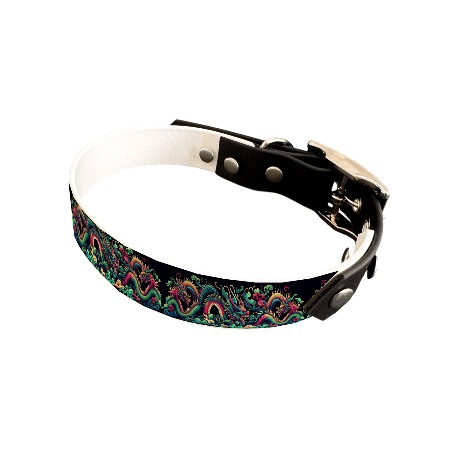 L'atelier du Fourmilier collier bicolore 25 80 Collier bicolore large pour chien en BioThane® imprimé – Collection Tribal – 25 mm