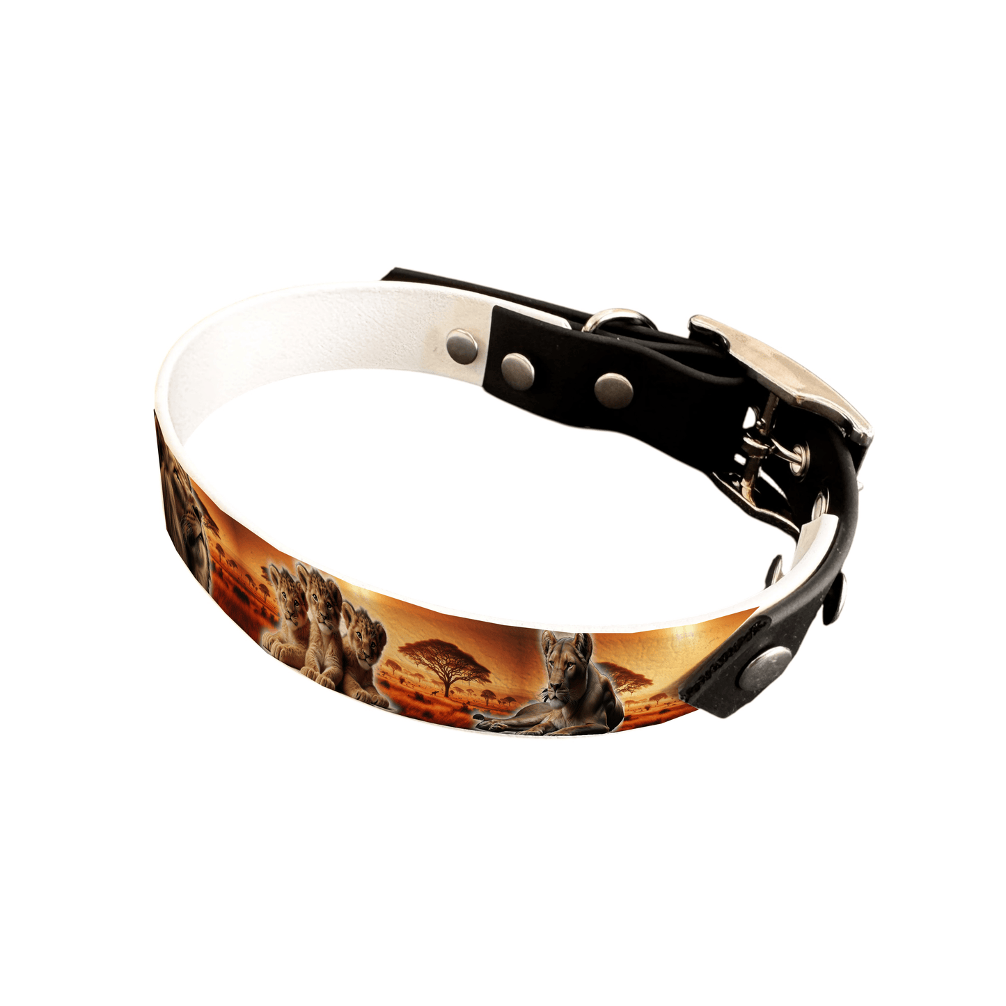 L'atelier du Fourmilier collier bicolore 25 86 Collier bicolore large pour chien en BioThane® imprimé – Collection animaux sauvages– 25 mm