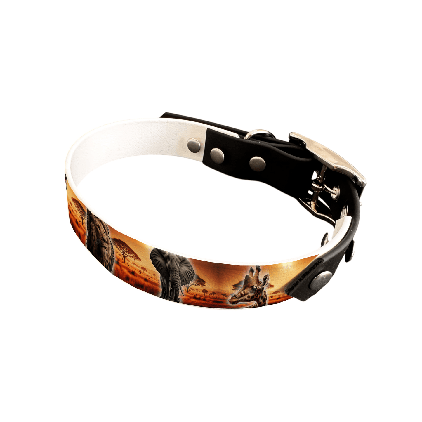 L'atelier du Fourmilier collier bicolore 25 87 Collier bicolore large pour chien en BioThane® imprimé – Collection animaux sauvages– 25 mm