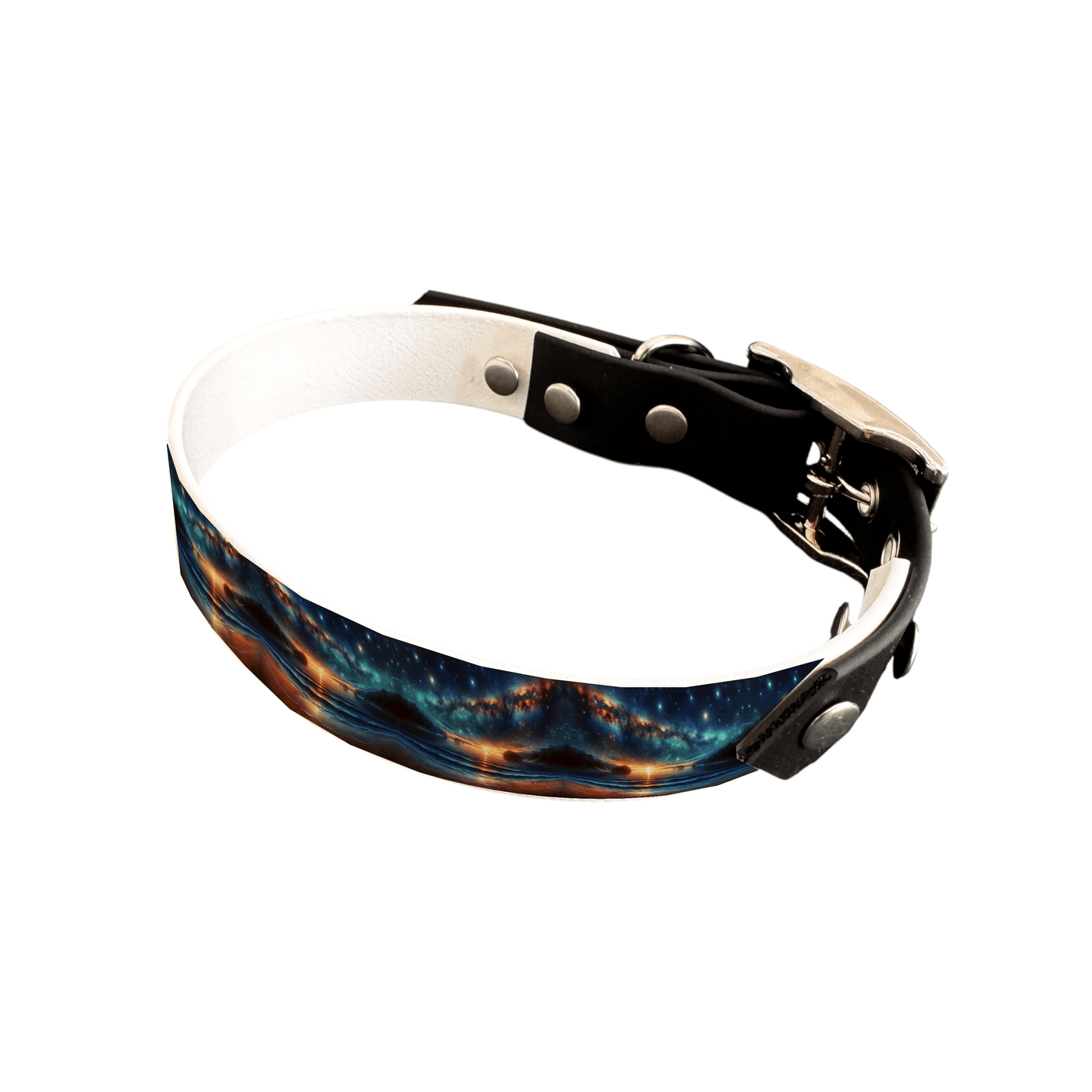 L'atelier du Fourmilier collier bicolore 25 92 Collier bicolore large pour chien en BioThane® imprimé – Collection paysage– 25 mm
