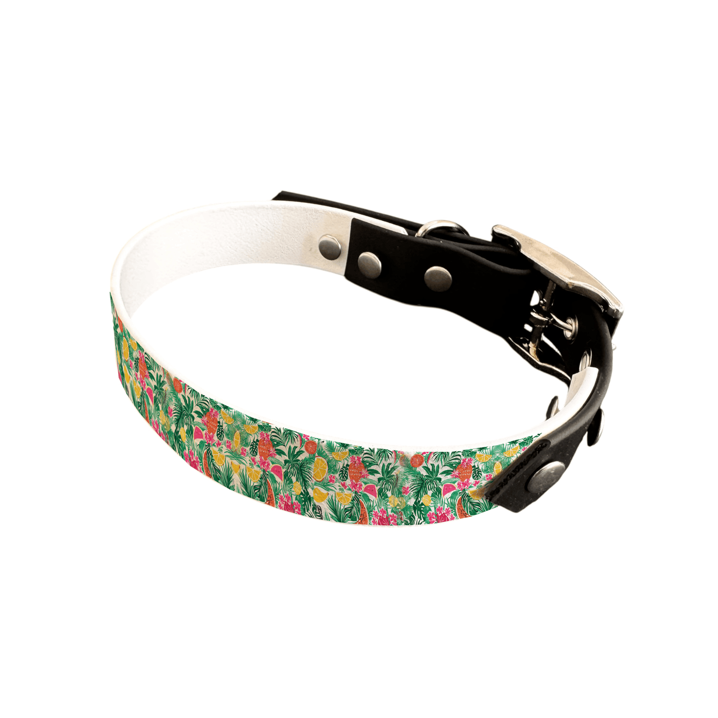 L'atelier du Fourmilier collier bicolore 25 Collier bicolore large pour chien en BioThane® imprimé – Collection plantes et fleurs – 25 mm