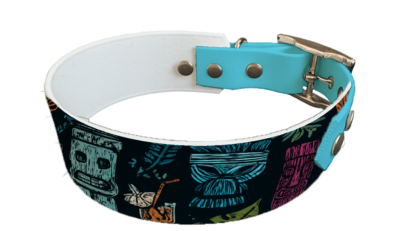 L'atelier du Fourmilier collier bicolore 251 Collier bicolore large pour chien en BioThane® imprimé – Collection Tribal – 38/25 mm