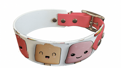 L'atelier du Fourmilier collier bicolore 253 Collier bicolore large pour chien en BioThane® imprimé – Collection gourmandise – 38/25 mm