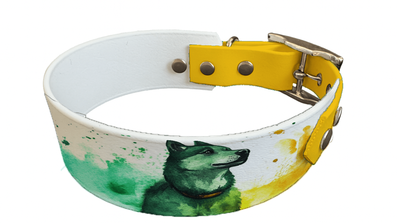 L'atelier du Fourmilier collier bicolore 255 Collier bicolore large pour chien en BioThane® imprimé – Collection chiens– 38/25 mm