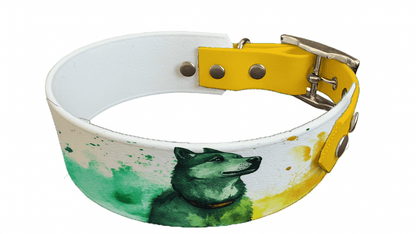 L'atelier du Fourmilier collier bicolore 255 Collier bicolore large pour chien en BioThane® imprimé – Collection chiens– 38/25 mm