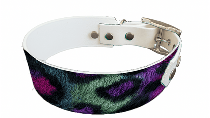 L'atelier du Fourmilier collier bicolore 263 Collier bicolore large pour chien en BioThane® imprimé – Collection fourrures et pelages – 38/25 mm