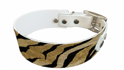 L'atelier du Fourmilier collier bicolore 264 Collier bicolore large pour chien en BioThane® imprimé – Collection fourrures et pelages – 38/25 mm