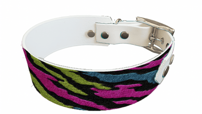 L'atelier du Fourmilier collier bicolore 265 Collier bicolore large pour chien en BioThane® imprimé – Collection fourrures et pelages – 38/25 mm