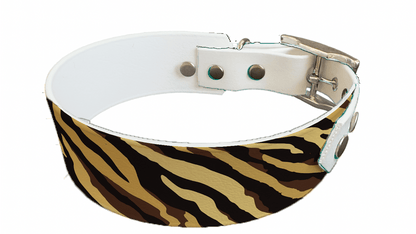 L'atelier du Fourmilier collier bicolore 267 Collier bicolore large pour chien en BioThane® imprimé – Collection fourrures et pelages – 38/25 mm