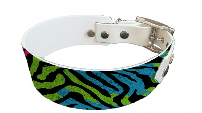L'atelier du Fourmilier collier bicolore 268 Collier bicolore large pour chien en BioThane® imprimé – Collection fourrures et pelages – 38/25 mm