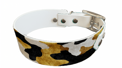 L'atelier du Fourmilier collier bicolore 271 Collier bicolore large pour chien en BioThane® imprimé – Collection fourrures et pelages – 38/25 mm