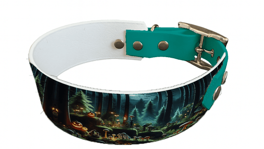L'atelier du Fourmilier collier bicolore 29 Collier bicolore large pour chien en BioThane® imprimé – Collection Halloween– 38/25 mm