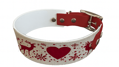 L'atelier du Fourmilier collier bicolore 307 Collier bicolore large pour chien en BioThane® imprimé – Collection hiver et Noël– 38/25 mm